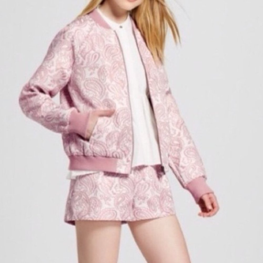 Victoria Beckham for Target Blush Floral Jacquard Bomber Jacket  size M  NWOT